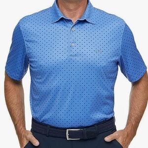 Greg Norman Men's Blue Dotted Performance Golf Polo Shirt Size XL Like New